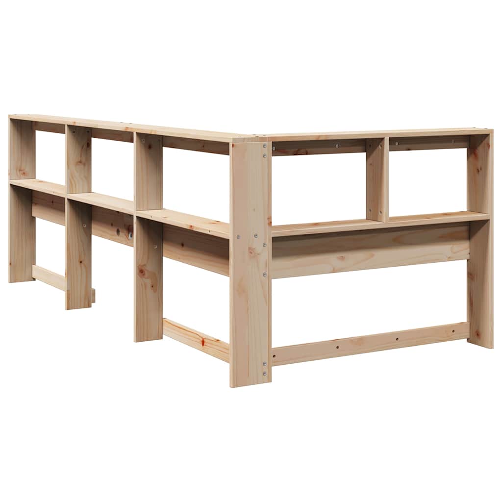 Bokhylle sengegavl L-formet 80 cm heltre furu