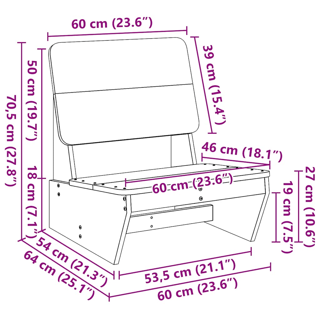 Hagestol 60x64x70,5 cm heltre furu