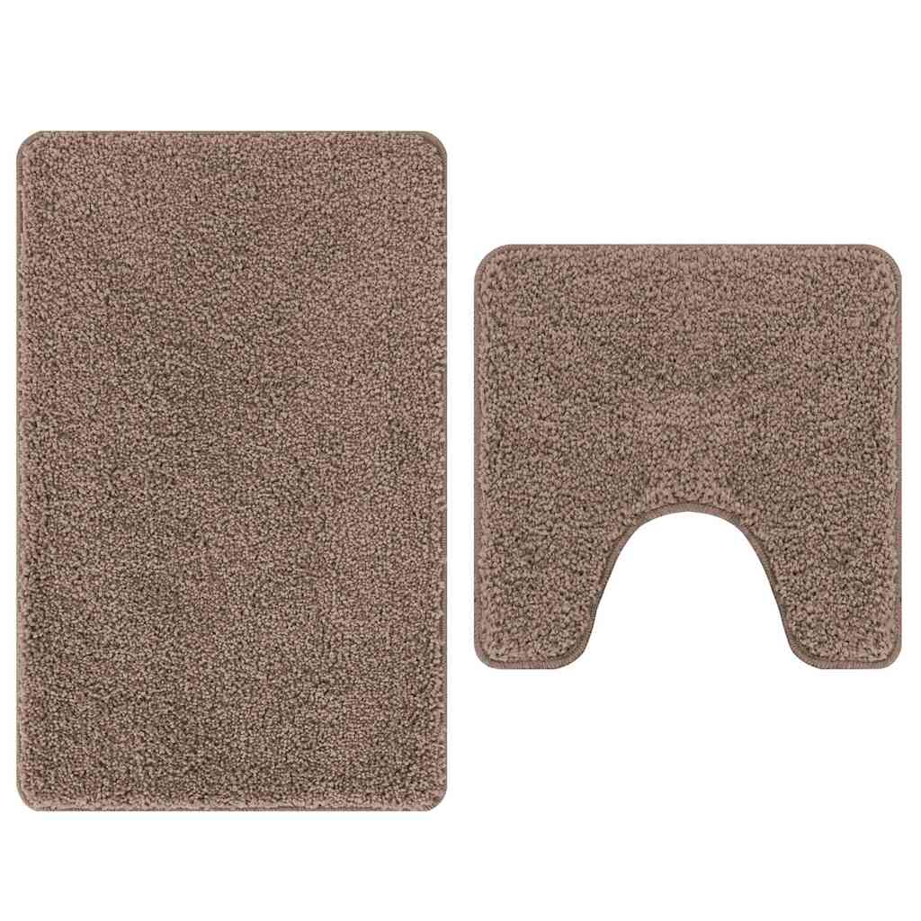 Anti-skli baderomsmatte sett 2 pcs Brun PP