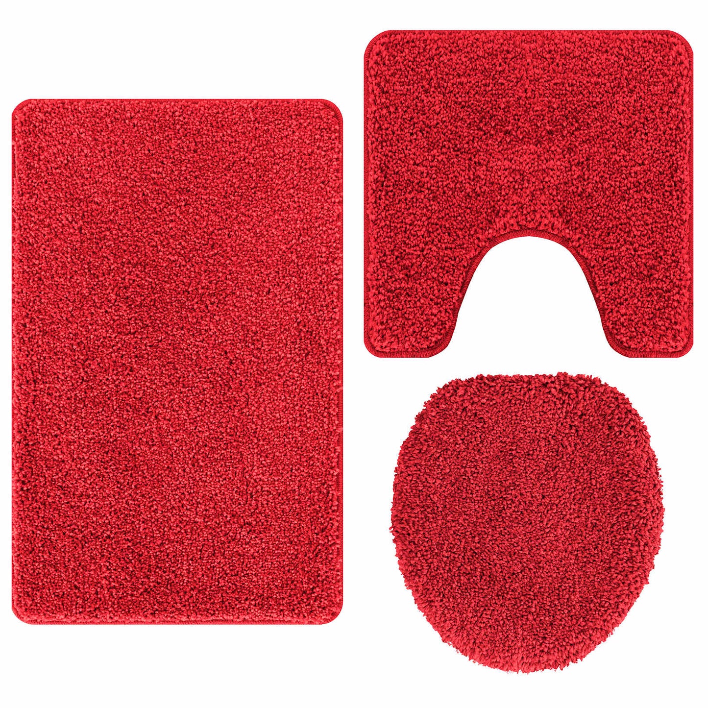 Anti-skli baderomsmatte sett 3 pcs Rød PP