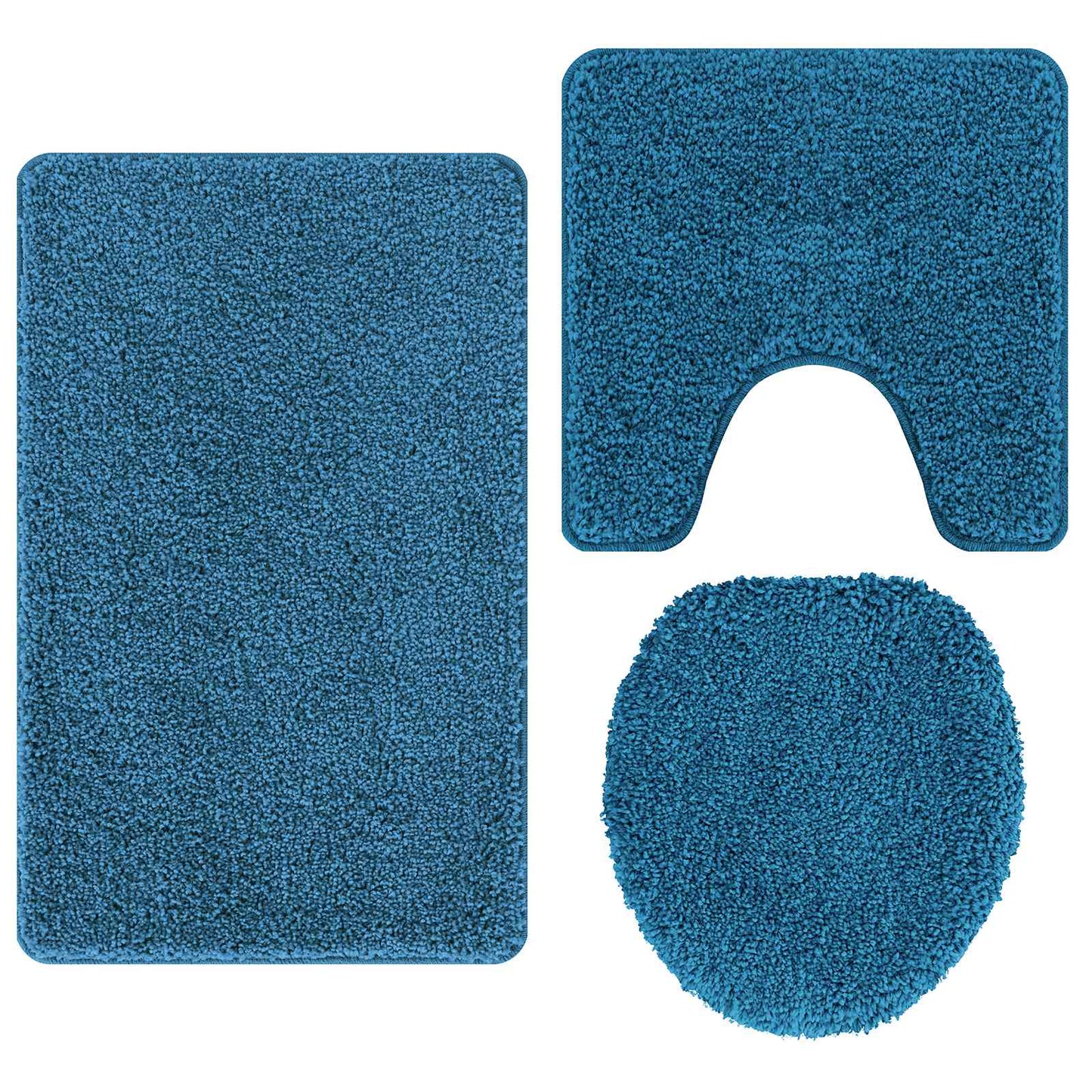 Anti-skli baderomsmatte sett 3 pcs Blå PP