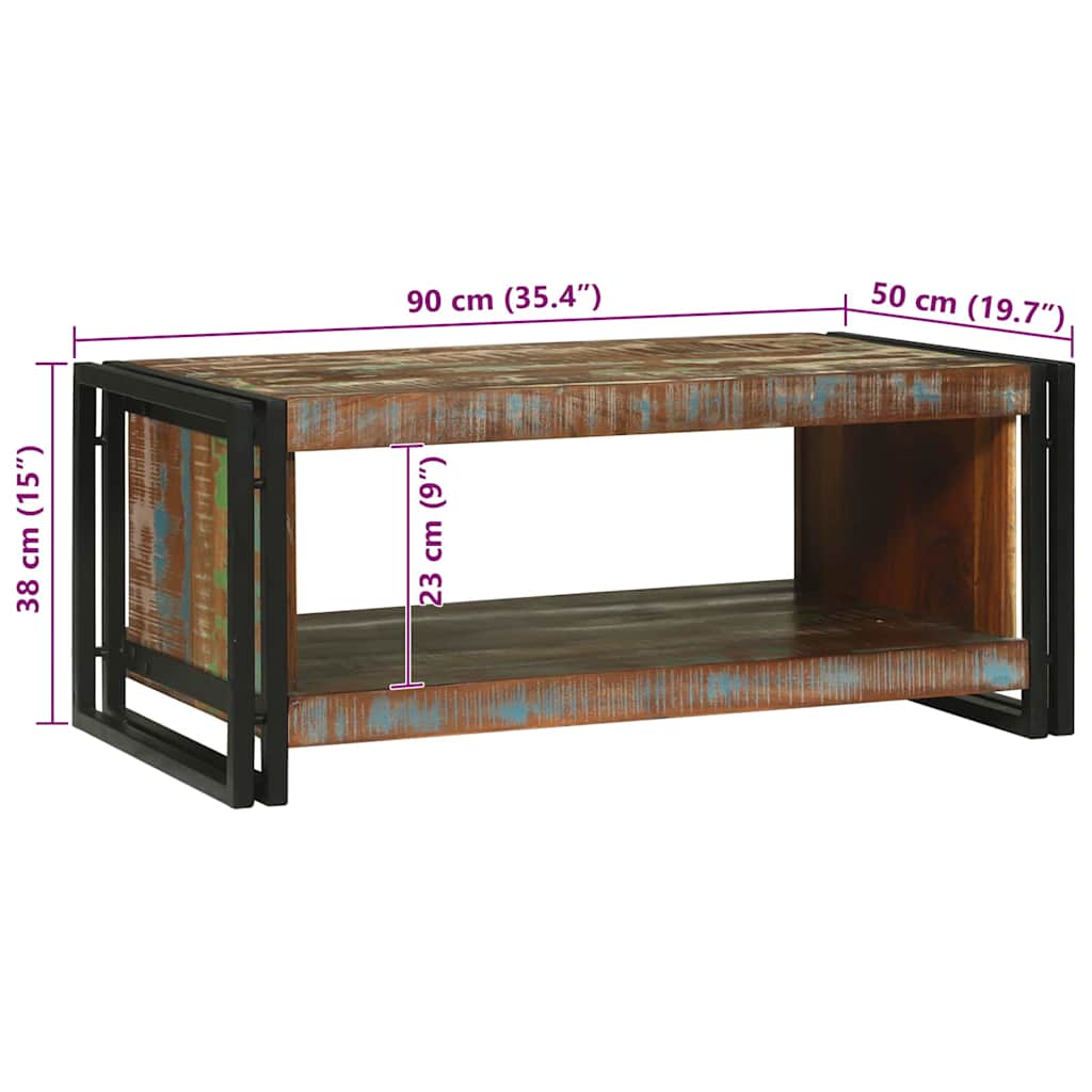 Kaffebord Flerfarget 90 x 50 x 38 cm Massiv Reclaim Tre