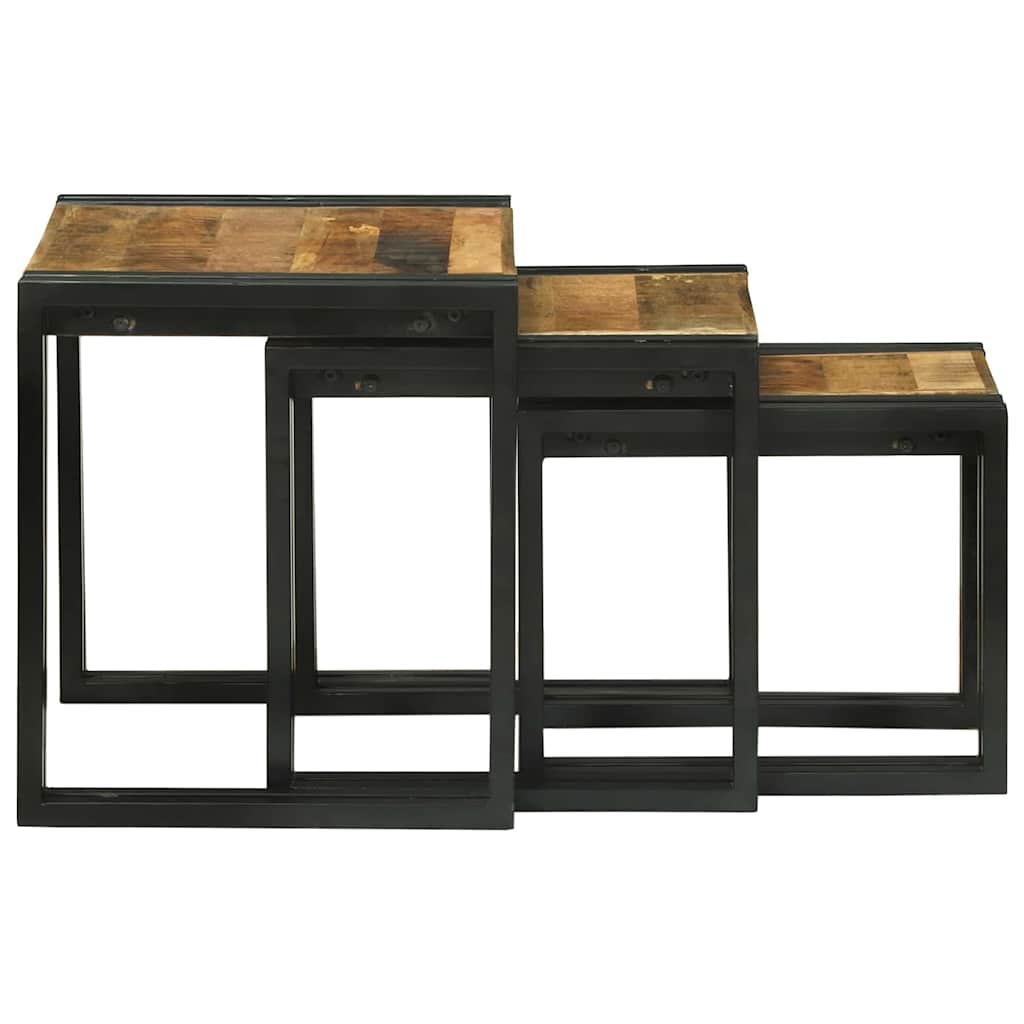 Nesting Bord 3 pcs Brun og svart Solid mango tre og metall