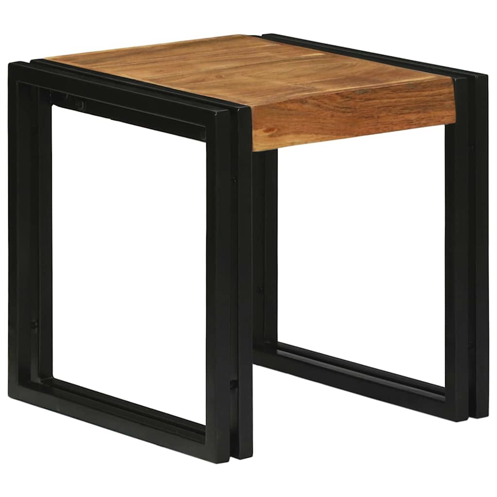 Nesting Bord 3 pcs Brun og svart Massivt akasietre og metall