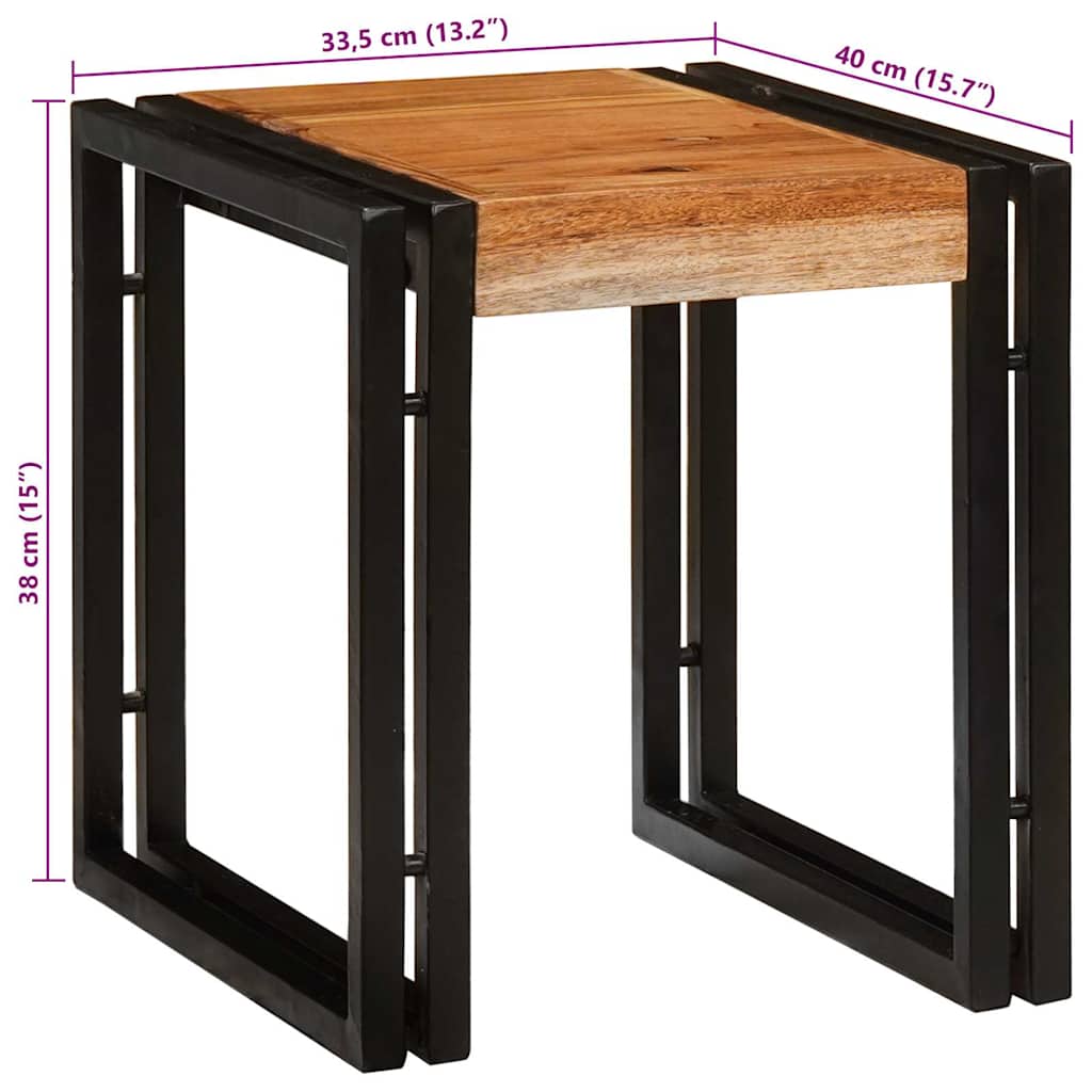 Nesting Bord 3 pcs Brun og svart Massivt akasietre og metall