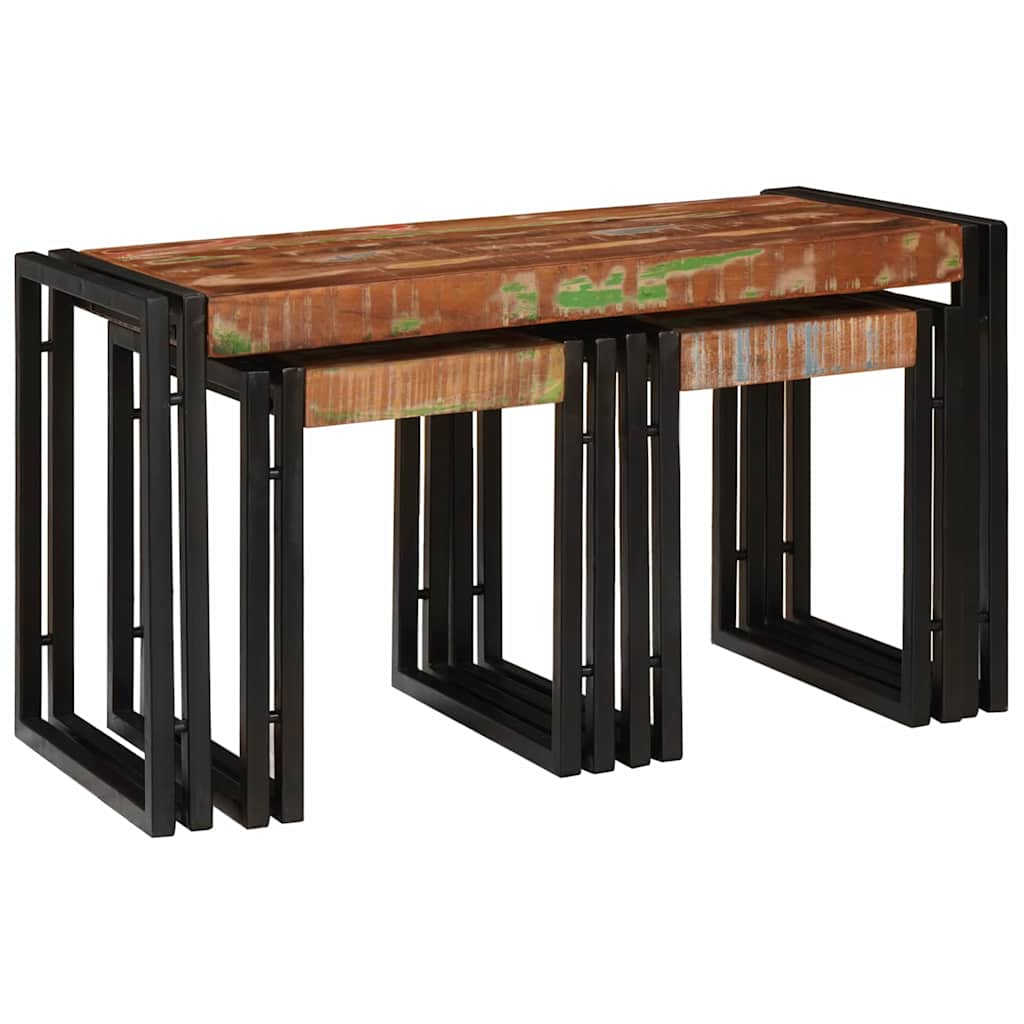 Nesting Bord 3 pcs Massiv gjenvunnet tre og metall