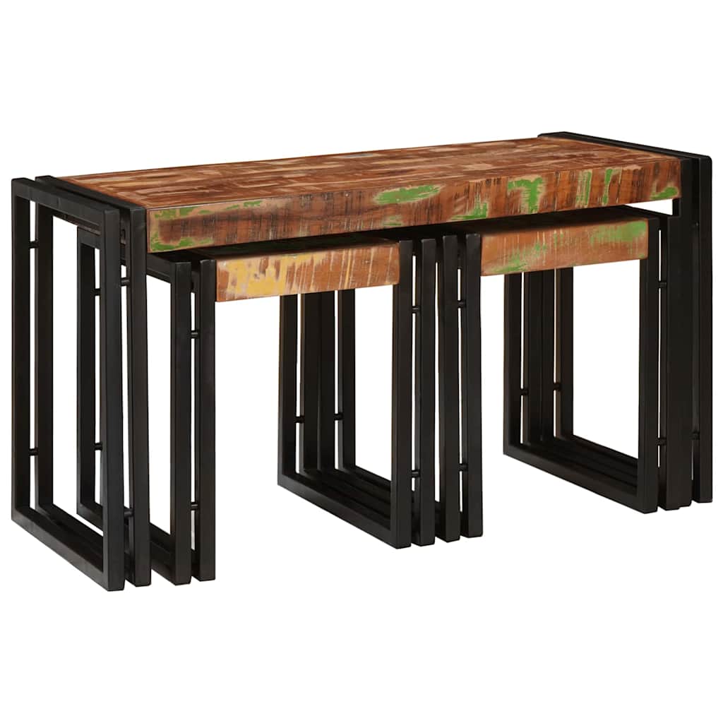 Nesting Bord 3 pcs Massiv gjenvunnet tre og metall