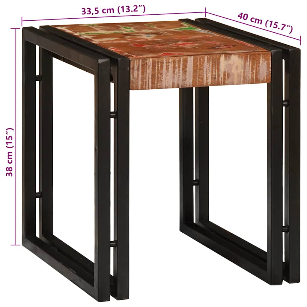 Nesting Bord 3 pcs Massiv gjenvunnet tre og metall