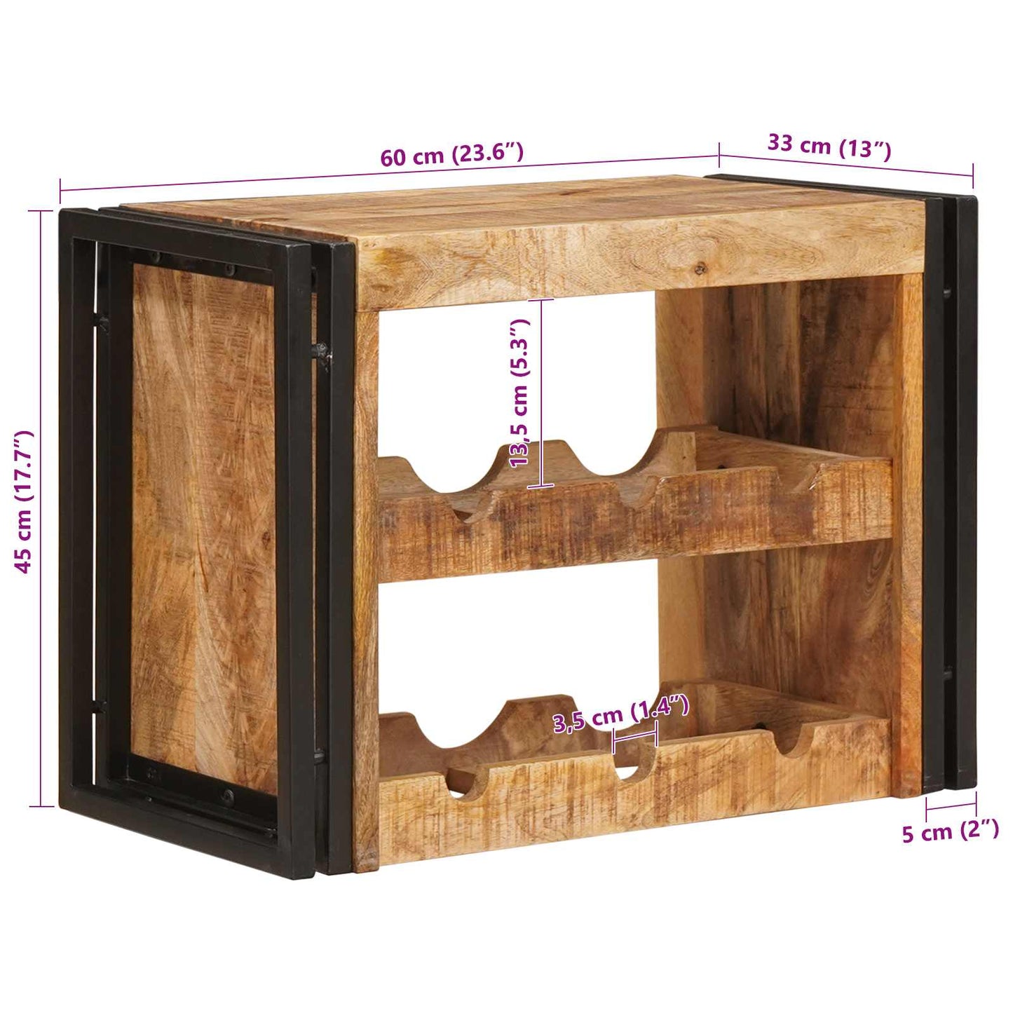 Vinhylle Brun 60 x 45 x 33 cm Solid Grov Mango Tre