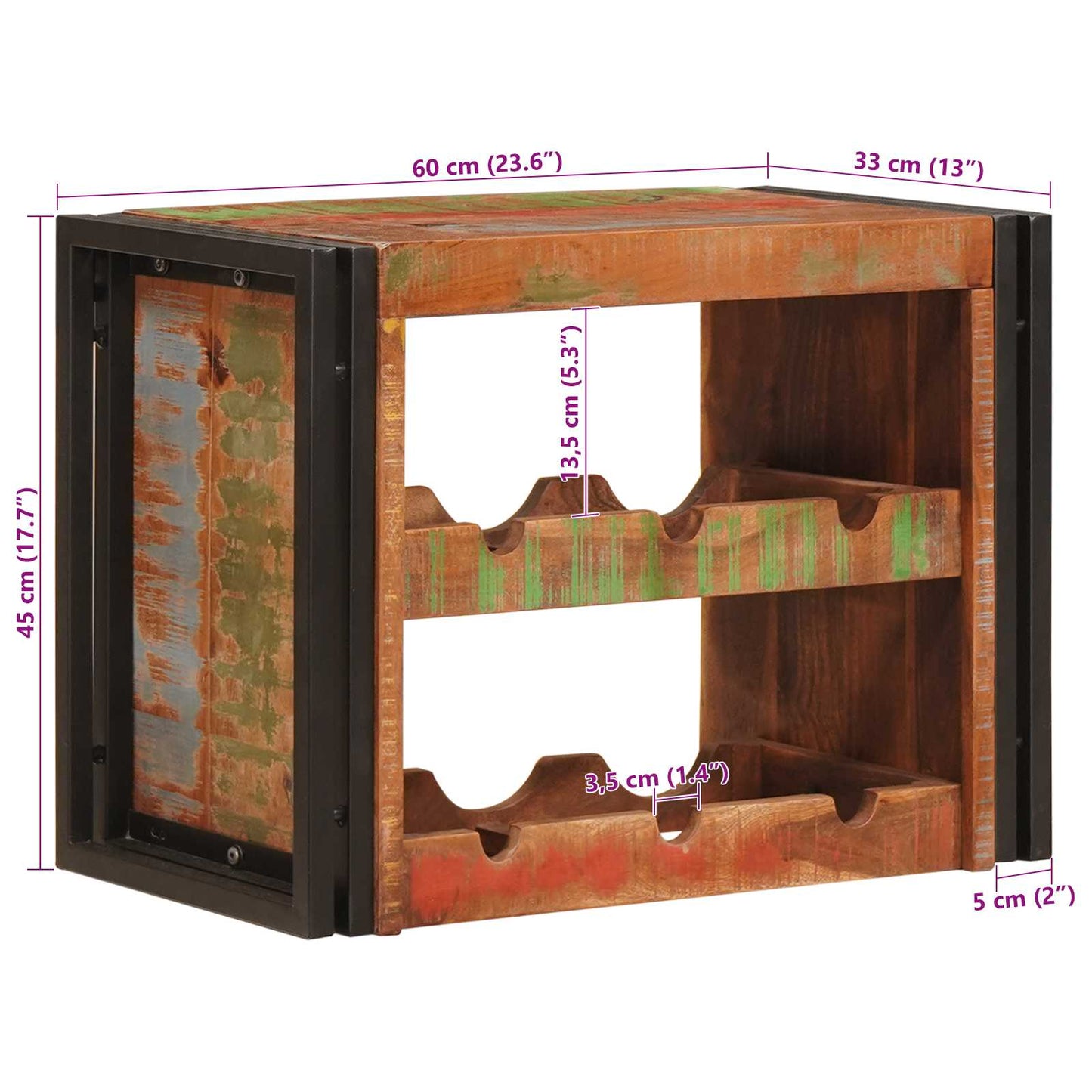Vinhylle Brun 60 x 45 x 33 cm Massiv gjenbrukt treverk
