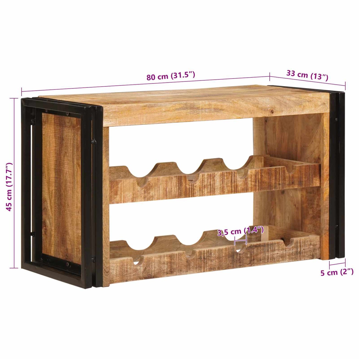 Vinhylle Brun 80 x 45 x 33 cm Solid Grov Mango Tre