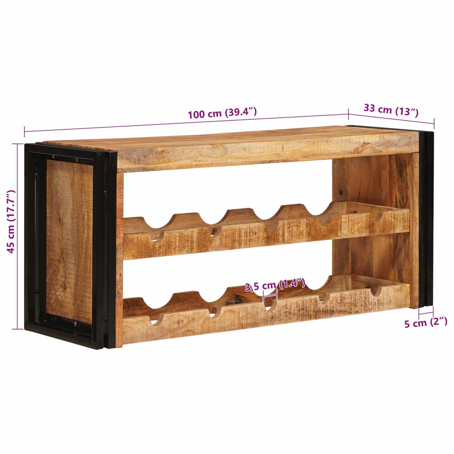 Vinhylle Brun 100 x 45 x 33 cm Solid Grov Mango Tre