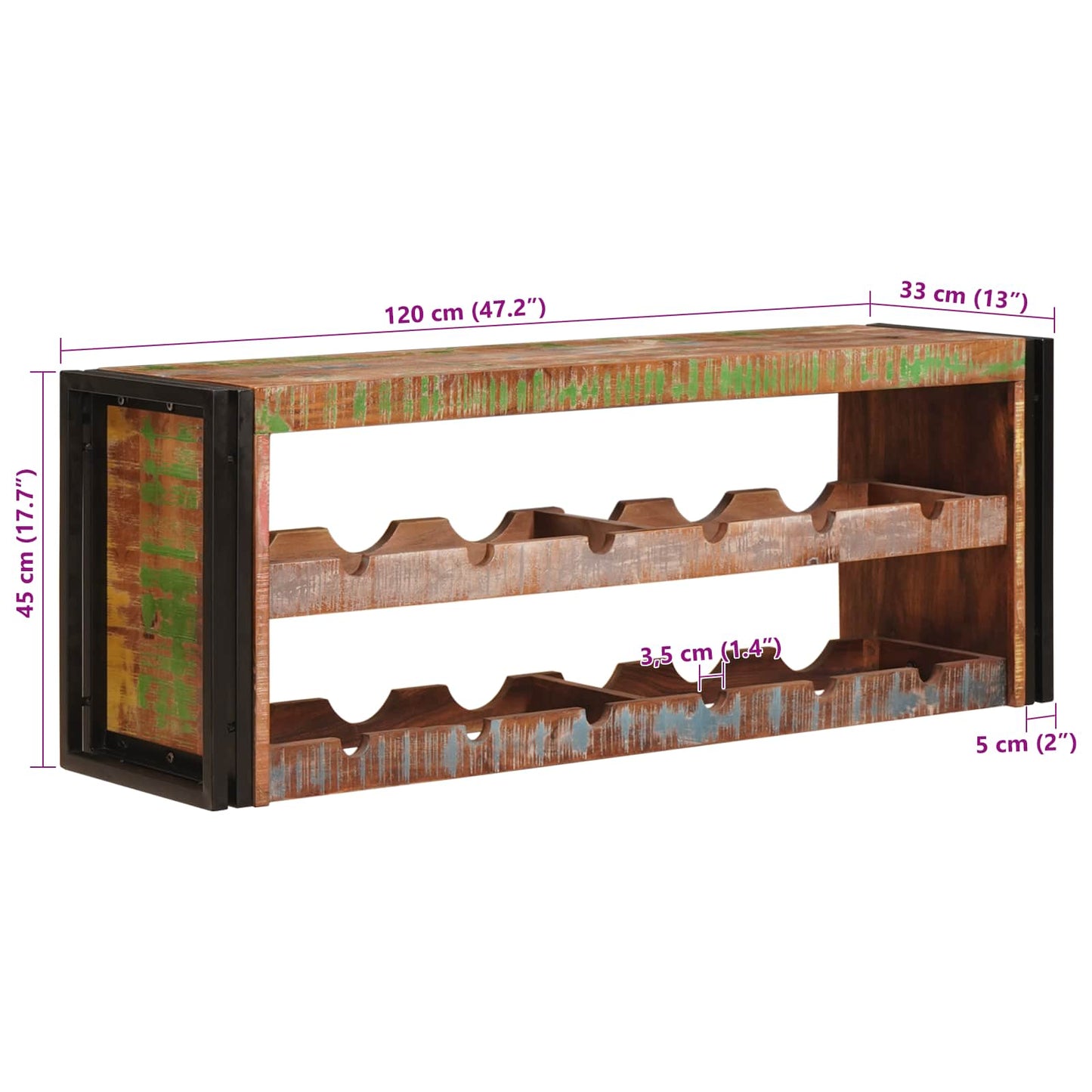 Vinhylle Brun 120 x 45 x 33 cm Massiv gjenbrukt treverk