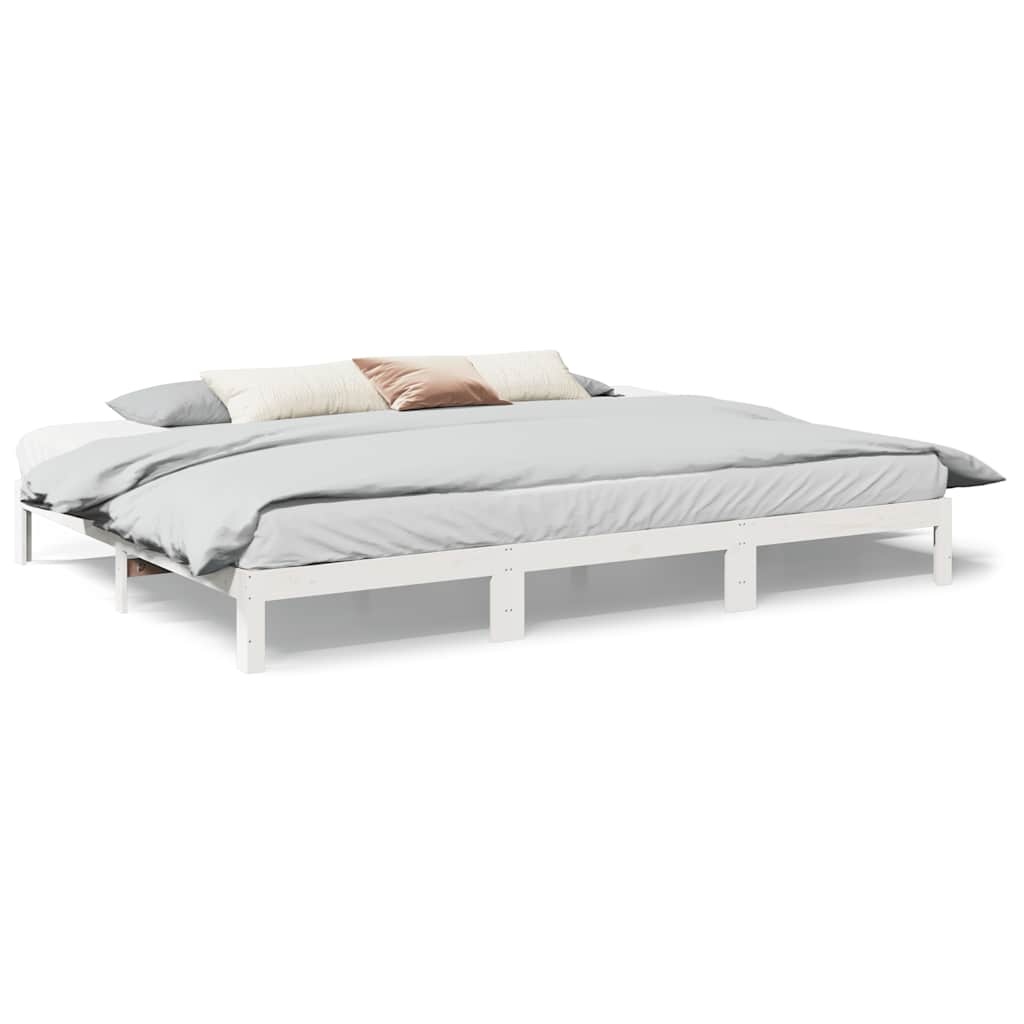 Familiesengeramme uten madrass hvit 270x200 cm heltre furu