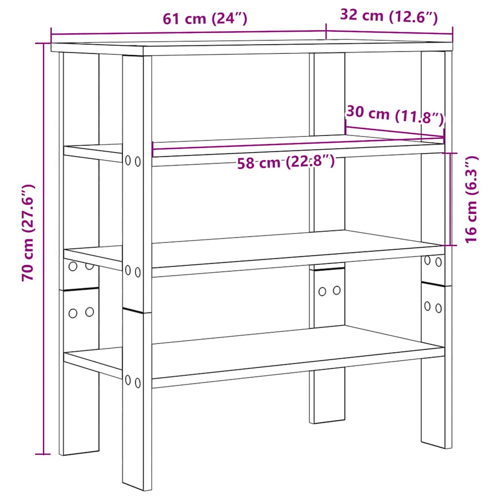 Skohylle betonggrå 61x32x70 cm konstruert tre