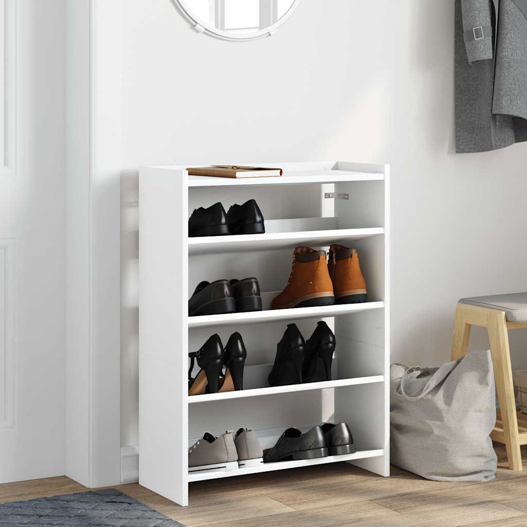 Skohylle hvit 60x25x81 cm konstruert tre
