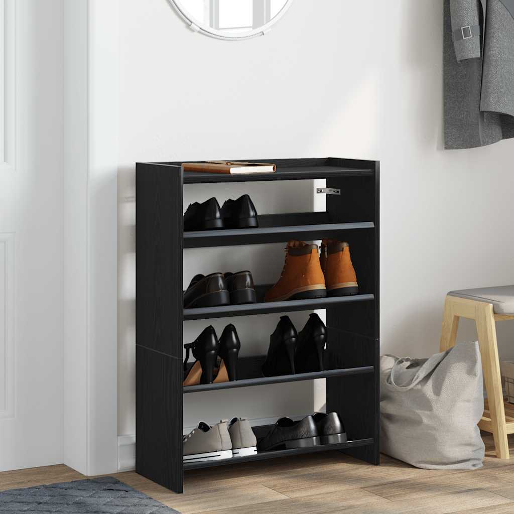 Skohylle svart 60x25x81 cm konstruert tre