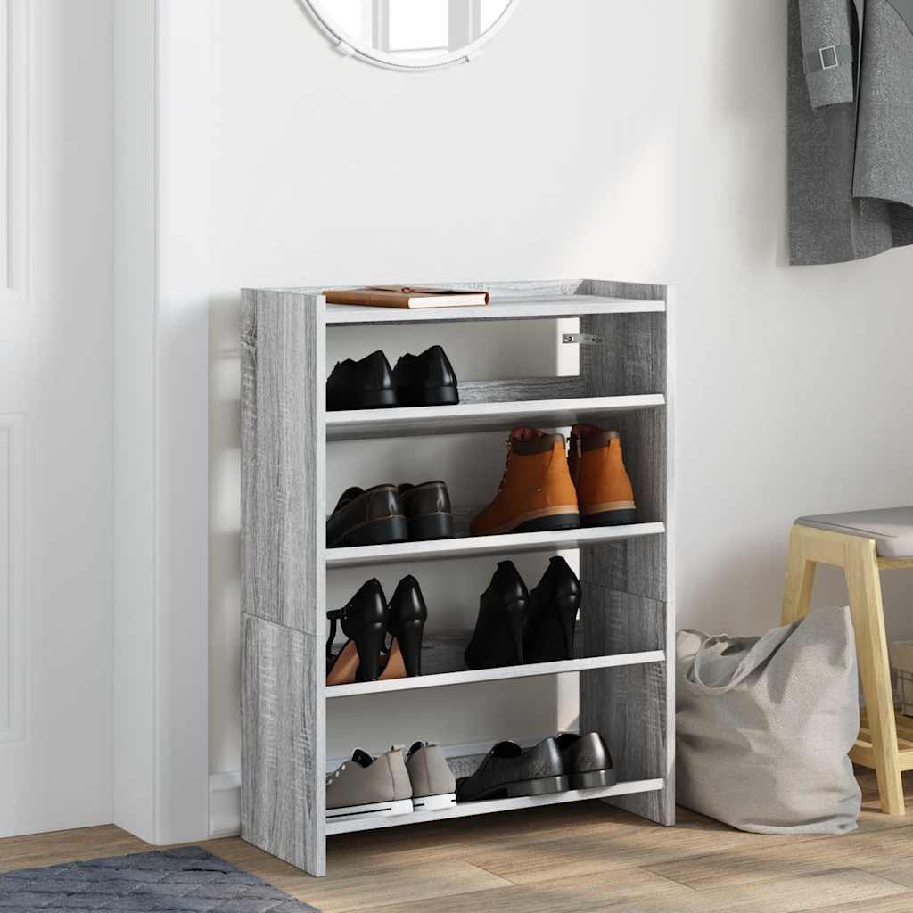 Skohylle grå sonoma 60x25x81 cm konstruert tre