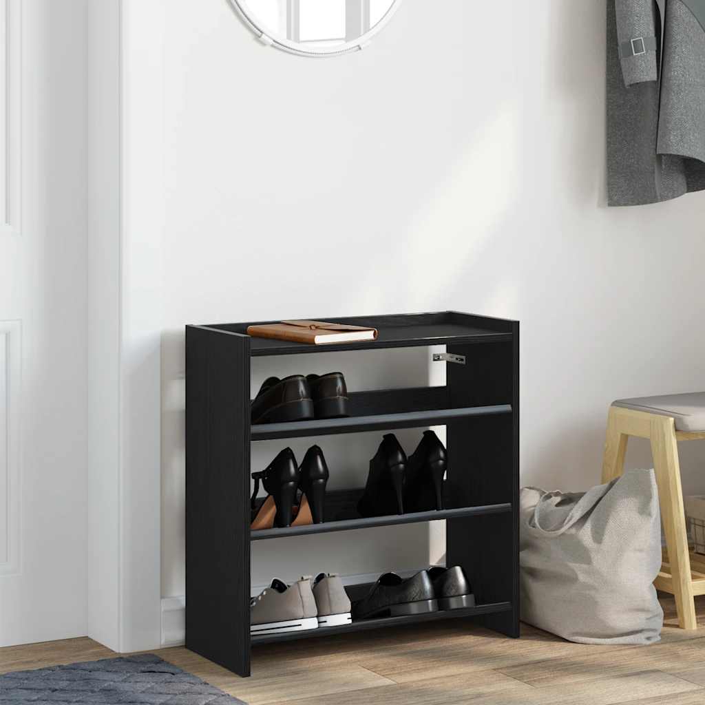 Skohylle svart 60x25x62 cm konstruert tre