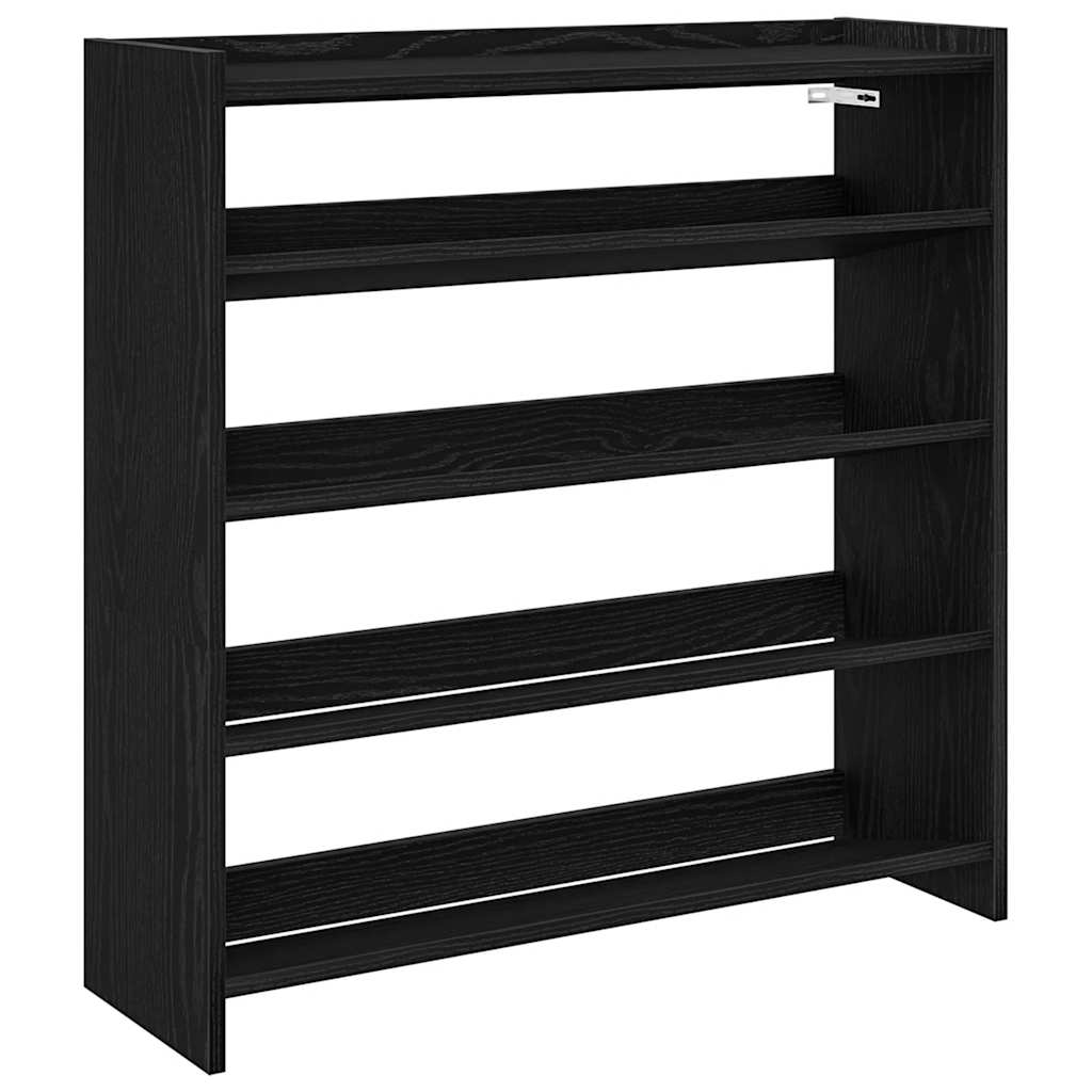 Skohylle svart 80x25x81 cm konstruert tre