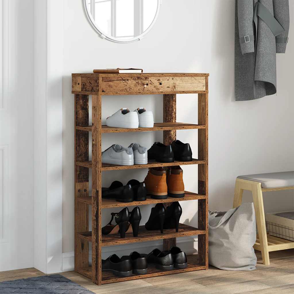 Skohylle gammelt tre 60x30x98 cm konstruert tre