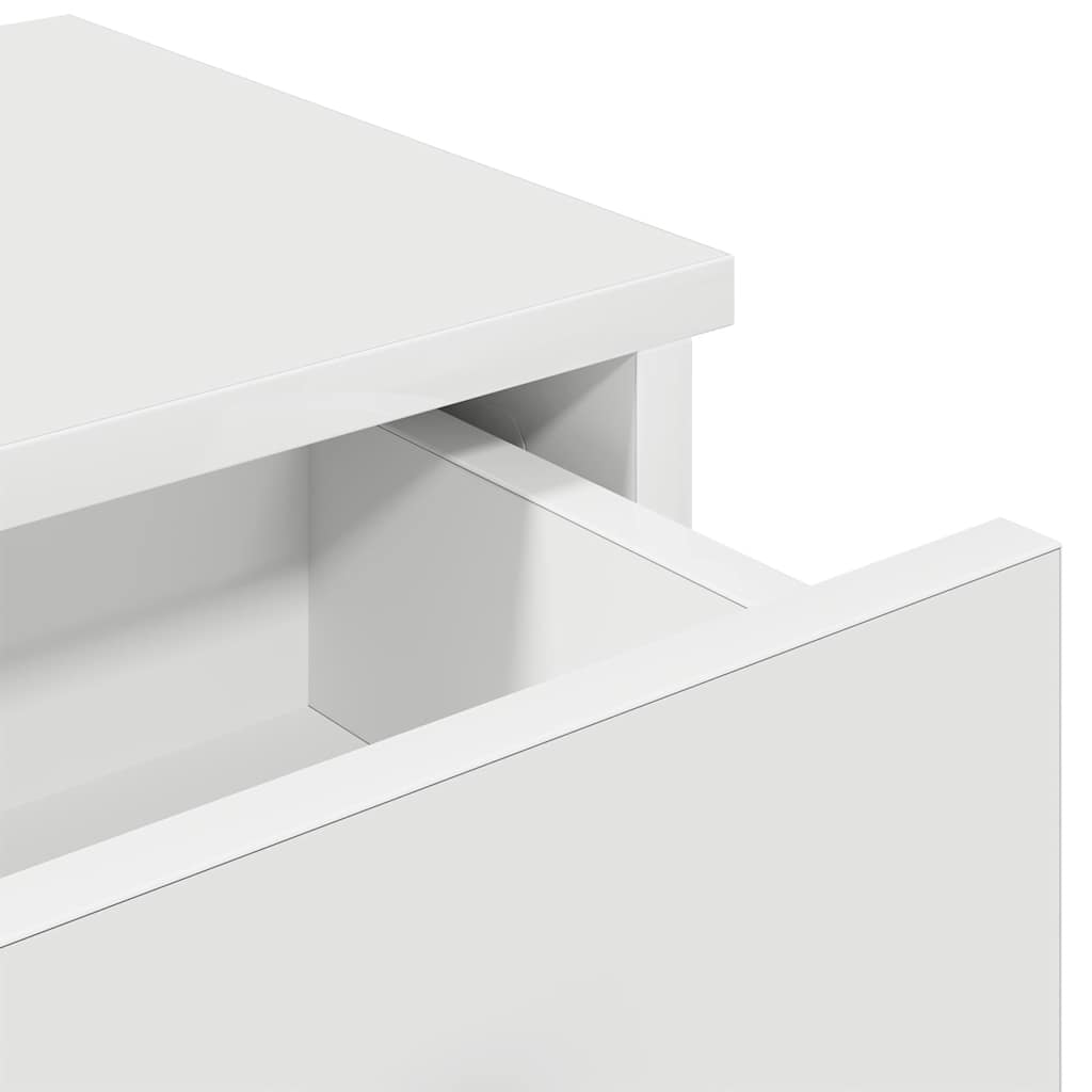 Vegghylle med skuffer hvit 60x28x15 cm konstruert tre