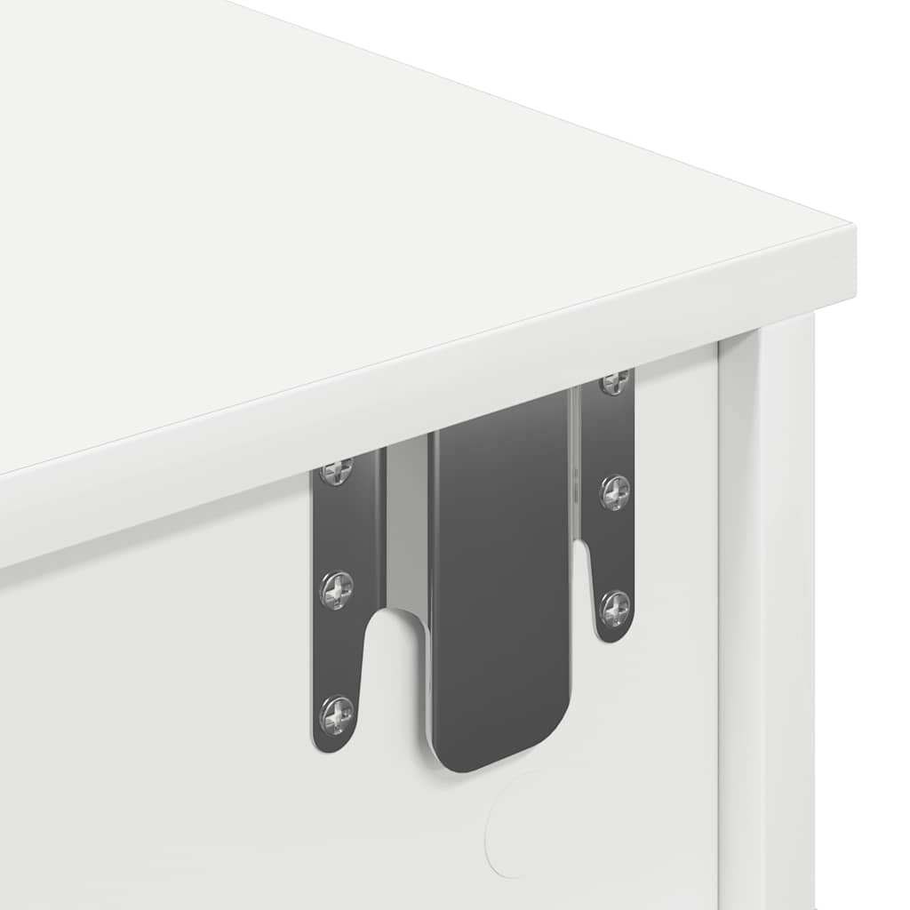 Vegghylle med skuffer hvit 60x28x15 cm konstruert tre