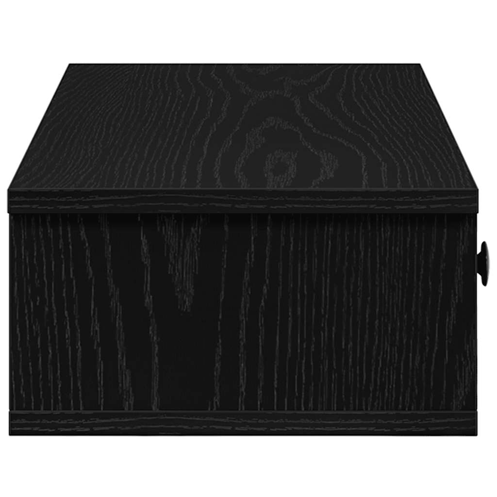 Vegghylle med skuffer svart 60x28x15 cm konstruert tre