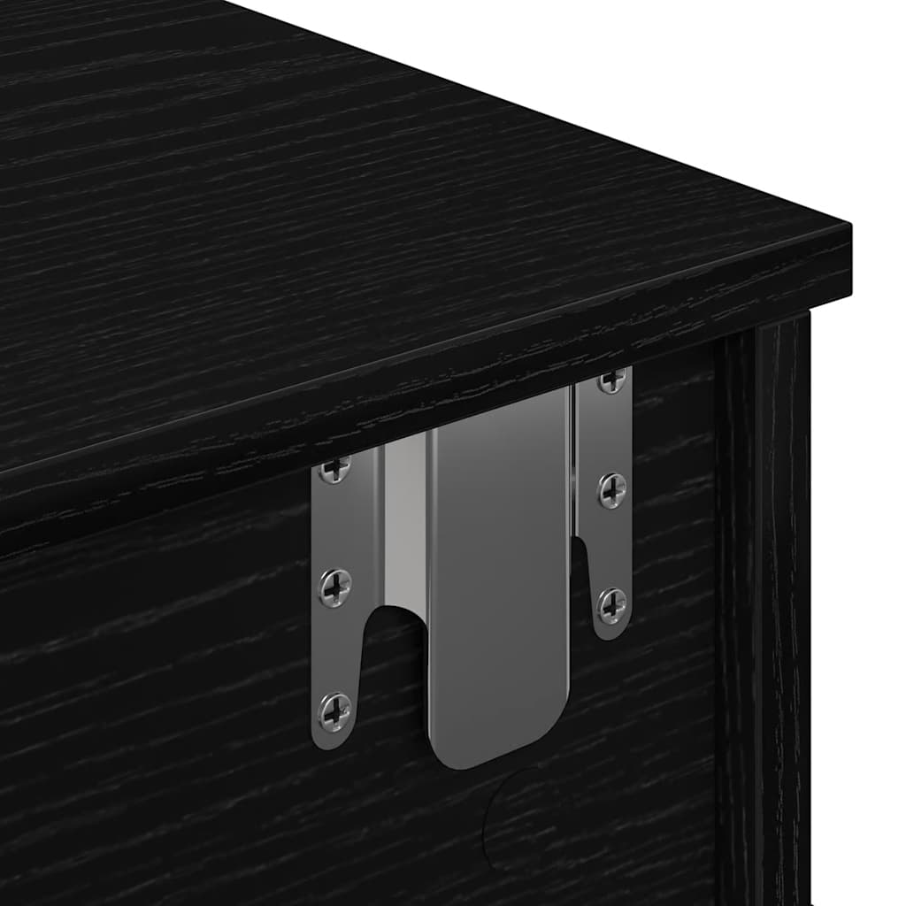 Vegghylle med skuffer svart 60x28x15 cm konstruert tre
