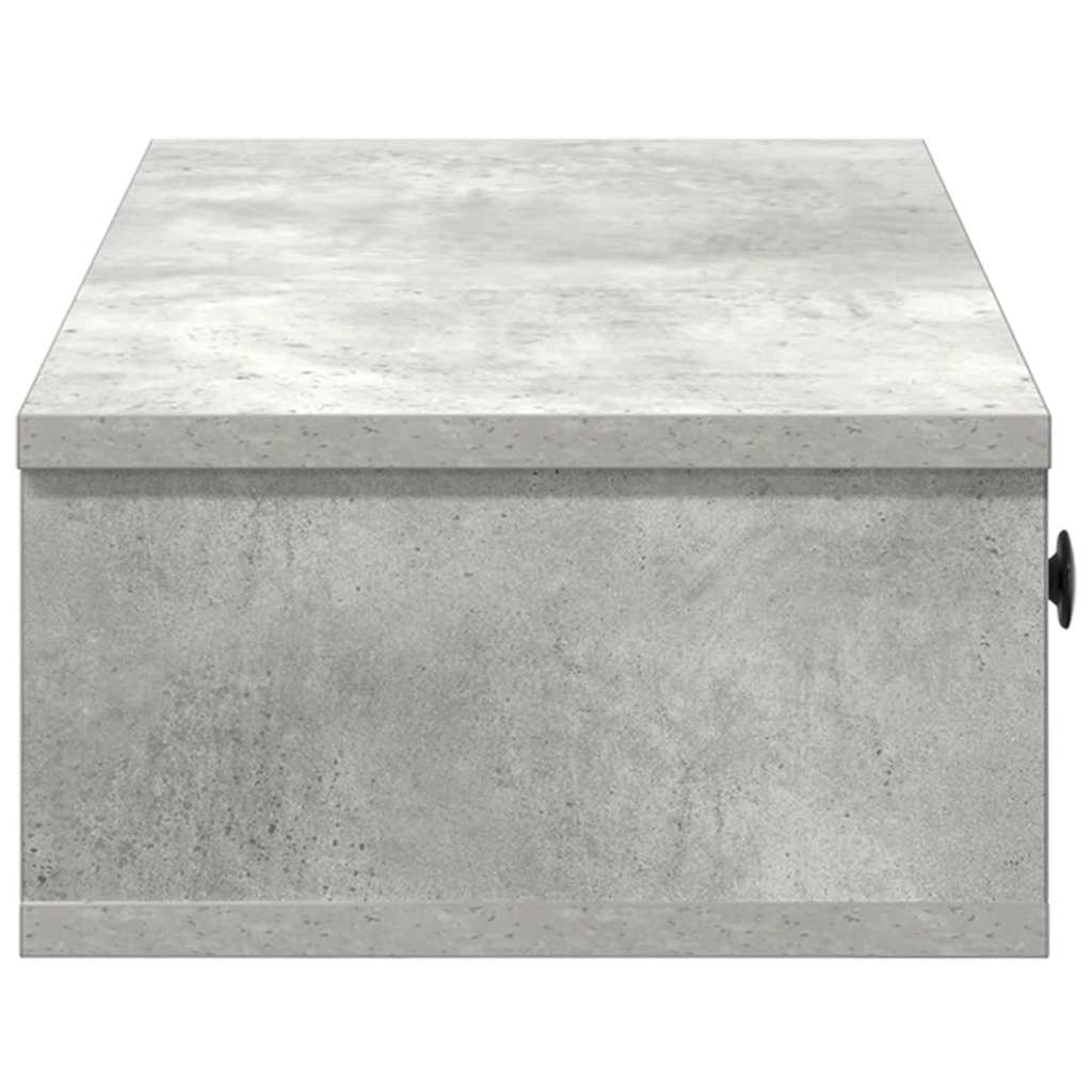Vegghylle med skuffer betonggrå 60x28x15 cm konstruert tre