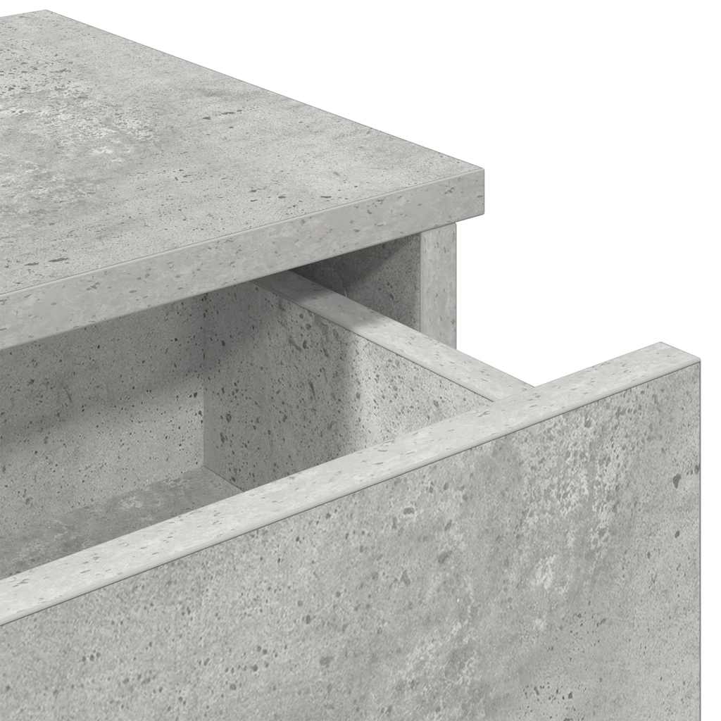 Vegghylle med skuffer betonggrå 60x28x15 cm konstruert tre