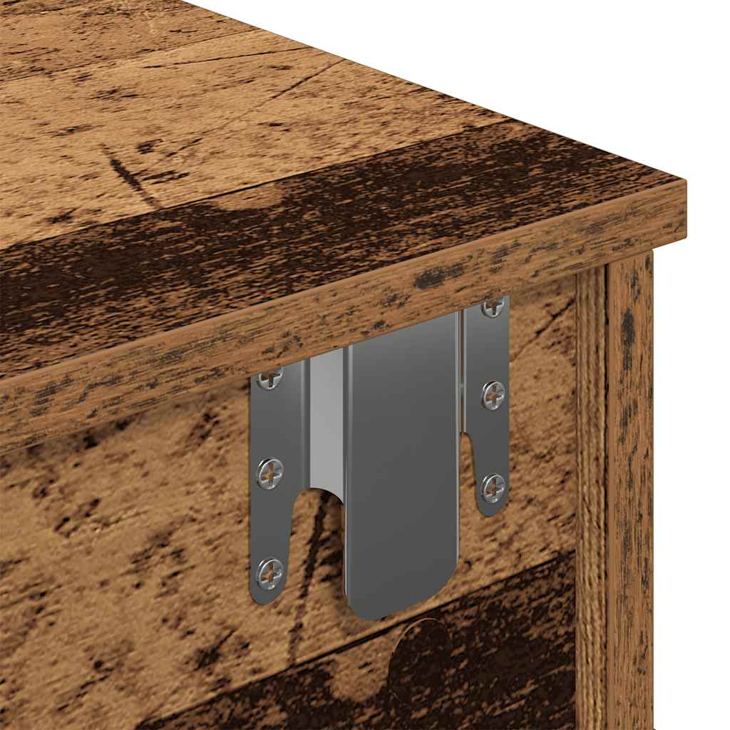 Vegghylle med skuffer gammelt tre 60x28x15 cm konstruert tre