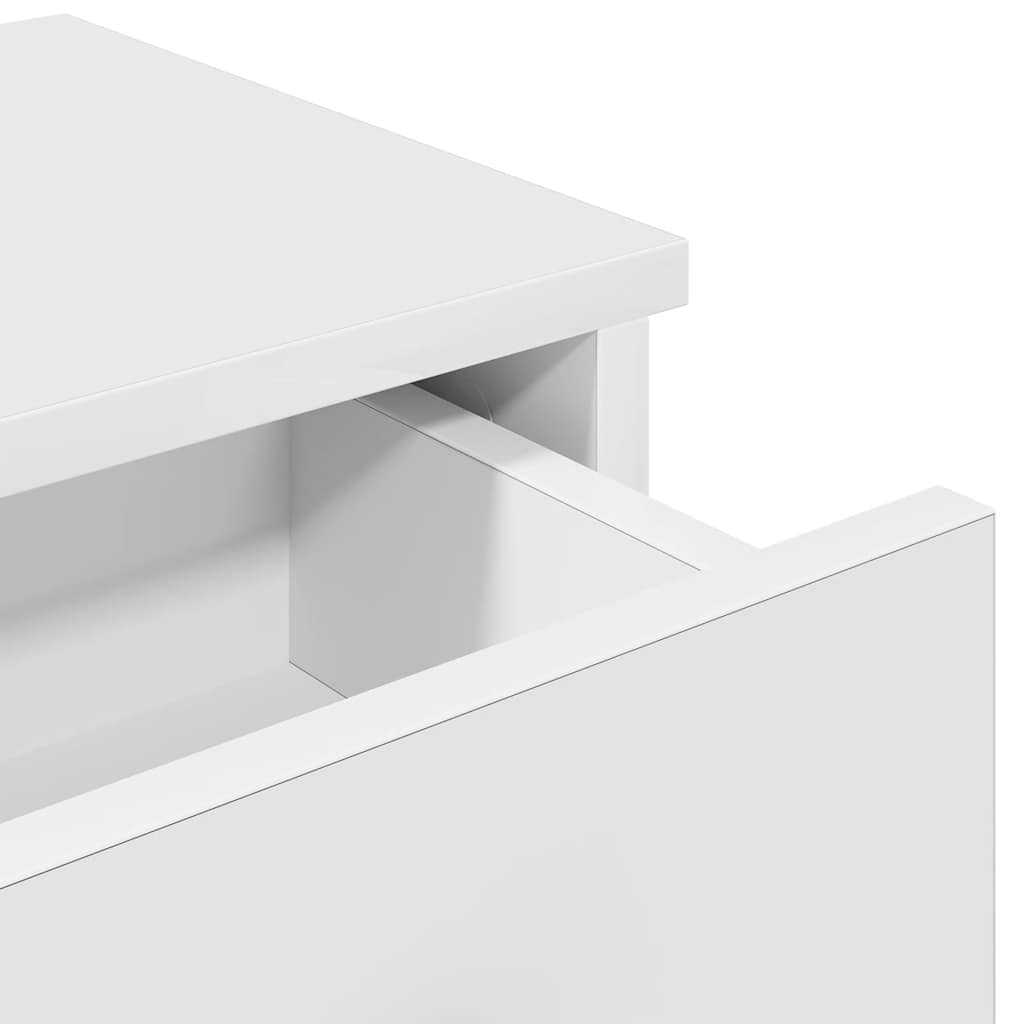 Vegghylle med skuffer hvit 80x34x17 cm konstruert tre