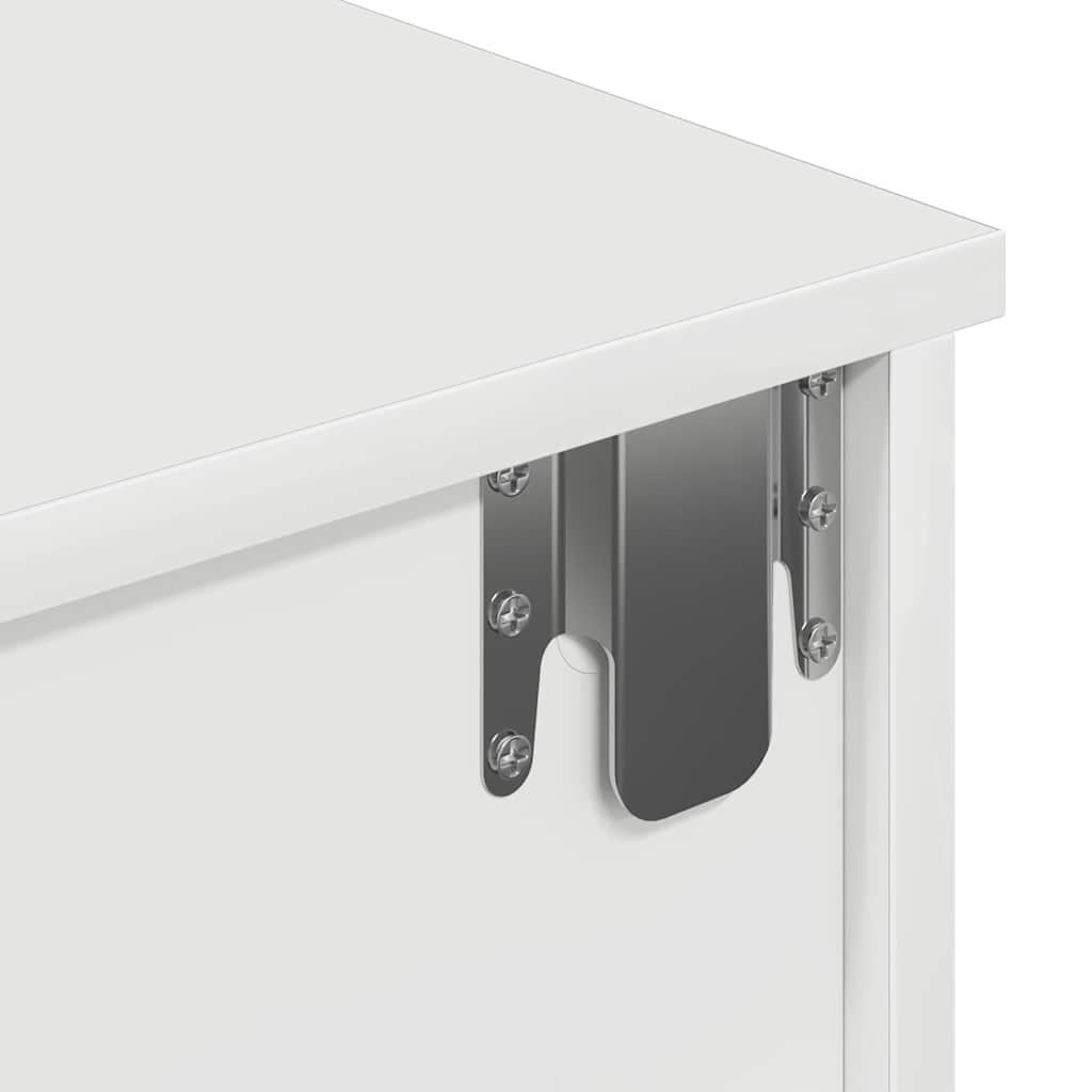 Vegghylle med skuffer hvit 80x34x17 cm konstruert tre