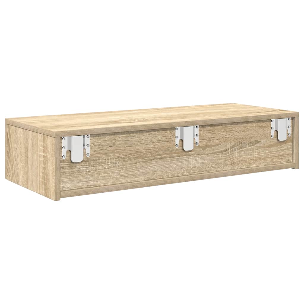 Vegghylle med skuffer sonoma eik 80x33x17 cm konstruert tre vidaXL