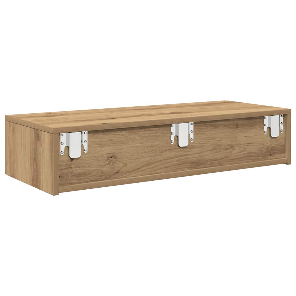 Vegghylle med skuffer artisian eik 80x33x17 cm konstruert tre