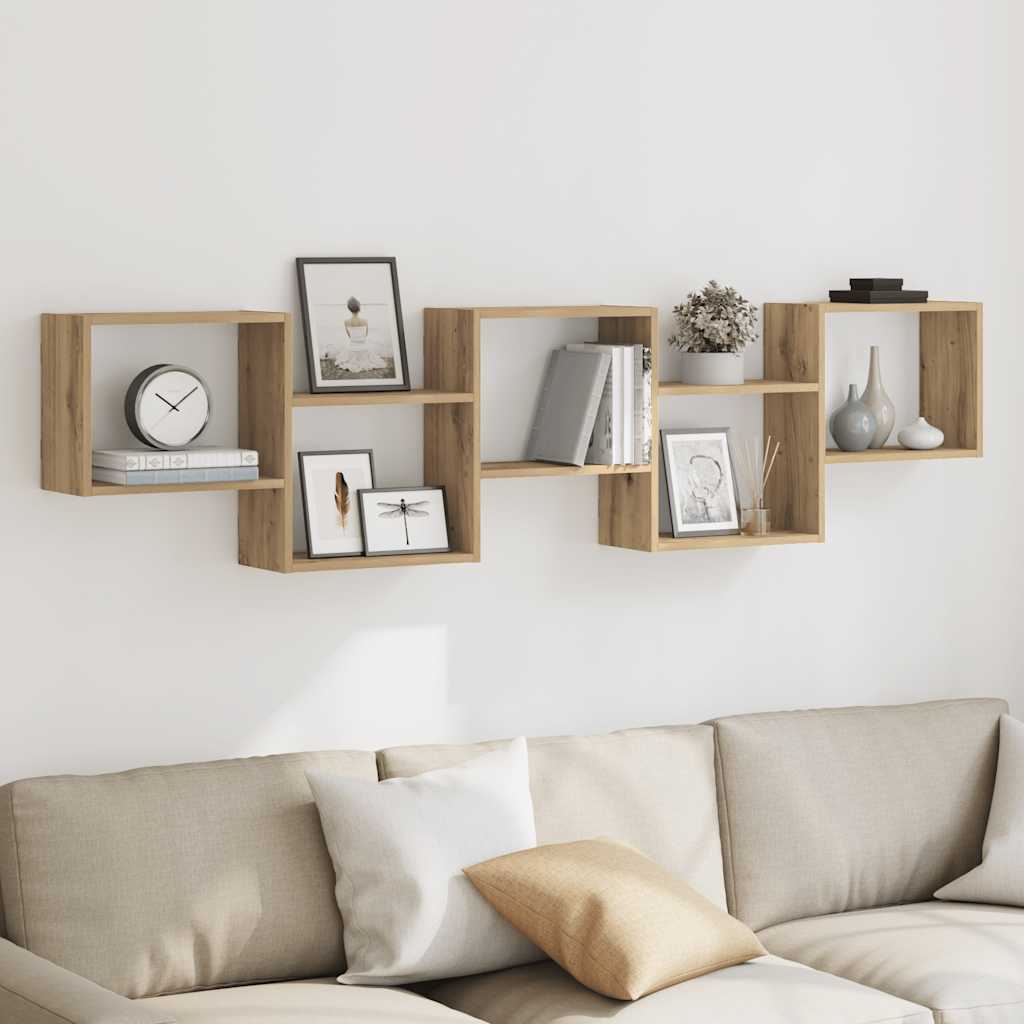 Kubeformet vegghylle 5 rom artisan eik konstruert tre