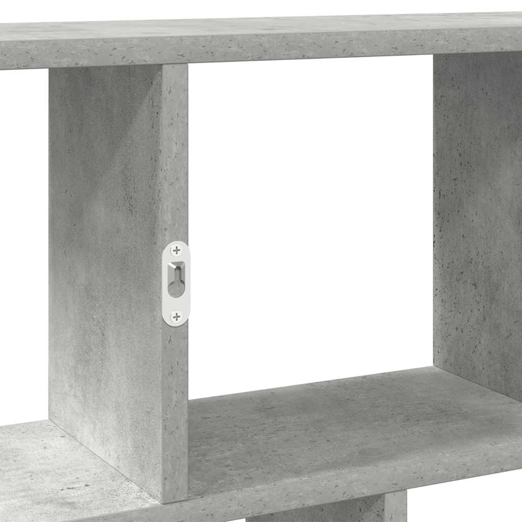 Kubeformet vegghylle 12 rom betonggrå konstruert tre