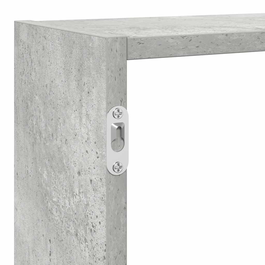 Kubeformet vegghylle 7 rom betonggrå konstruert tre
