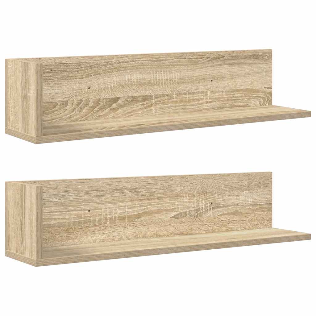 Veggskap 2 stk sonoma eik 75x16,5x16,5 cm konstruert tre vidaXL