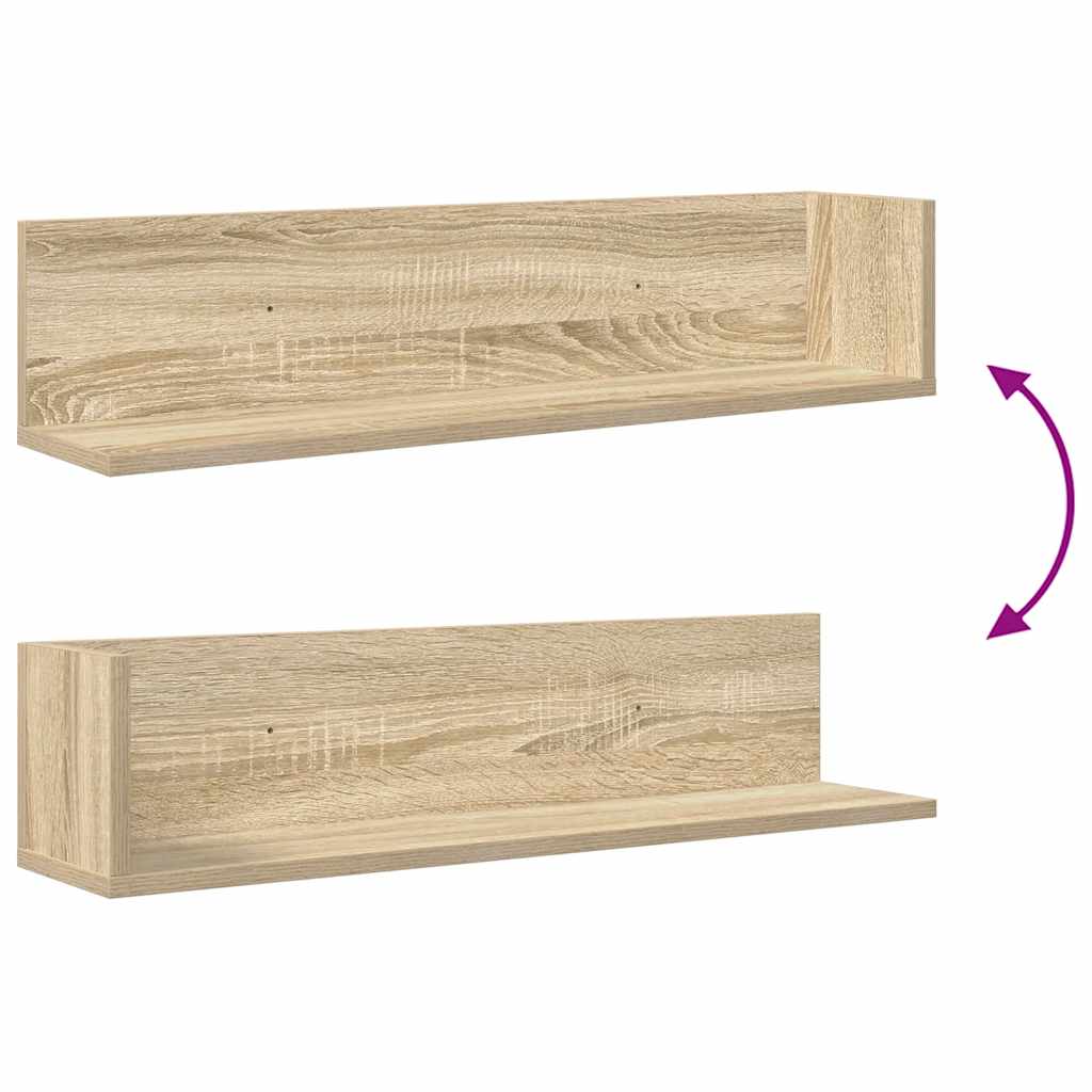 Veggskap 2 stk sonoma eik 75x16,5x16,5 cm konstruert tre vidaXL