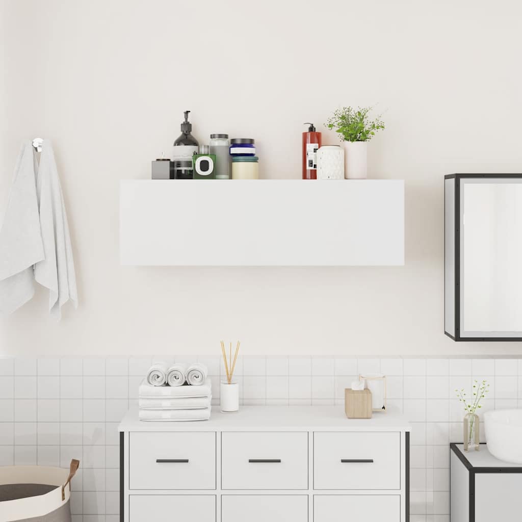 Veggskap til baderom hvit 100x25x30 cm konstruert tre vidaXL