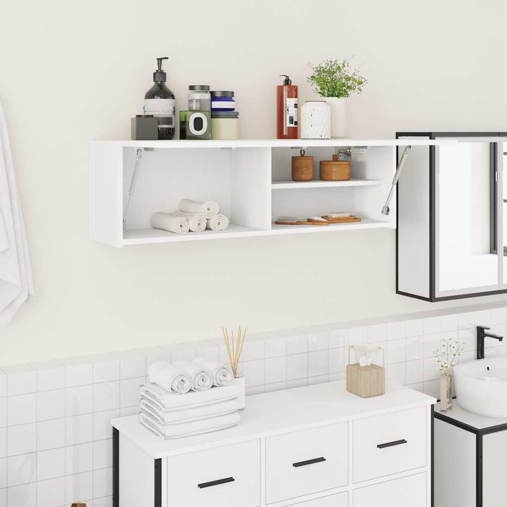 Veggskap til baderom hvit 100x25x30 cm konstruert tre vidaXL