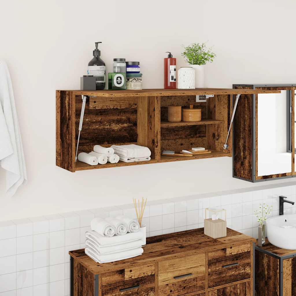 Veggskap til baderom gammelt tre 100x25x40 cm konstruert tre