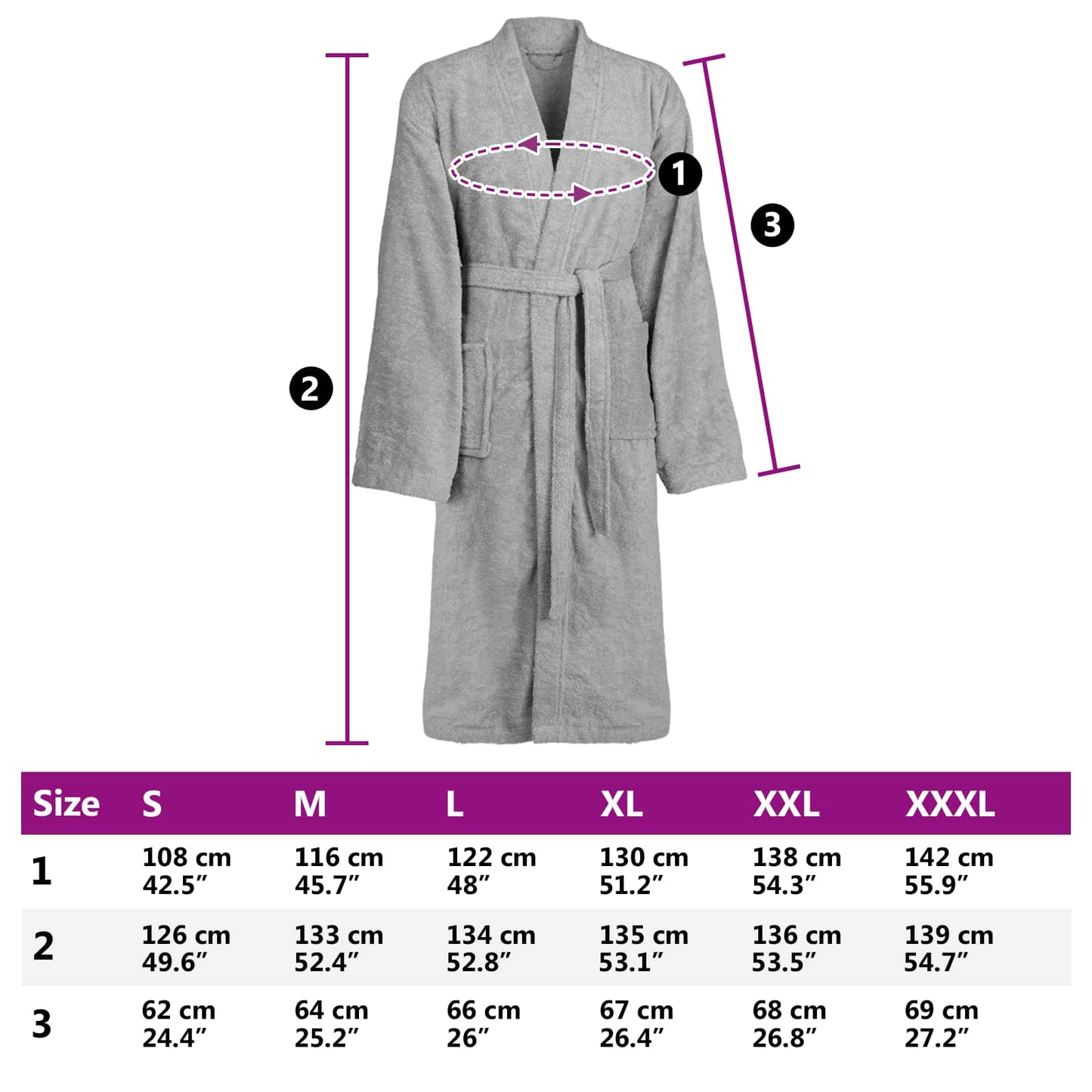 Badekåpe KINN Grå XXL Bomull vidaXL