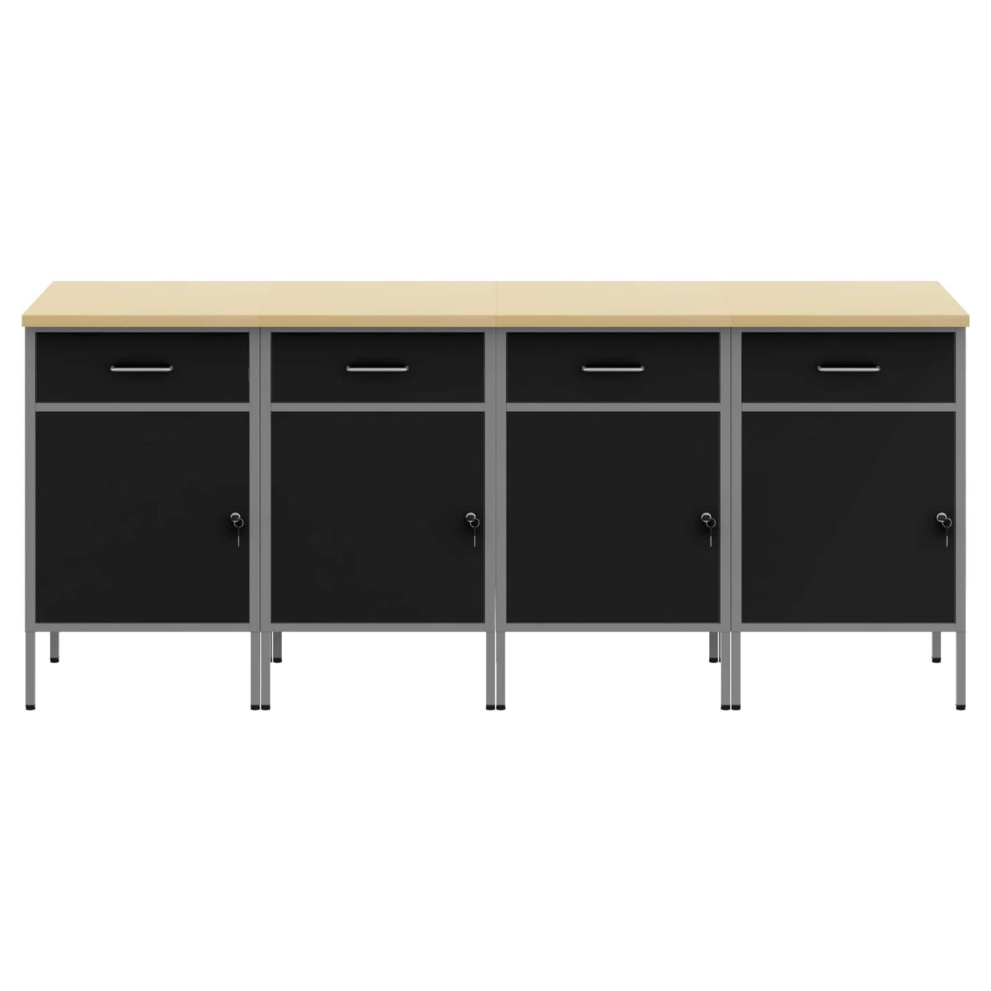 Arbeidsskap med skuff 4 pcs Svart og Grå 200 x 55 x 85 cm vidaXL