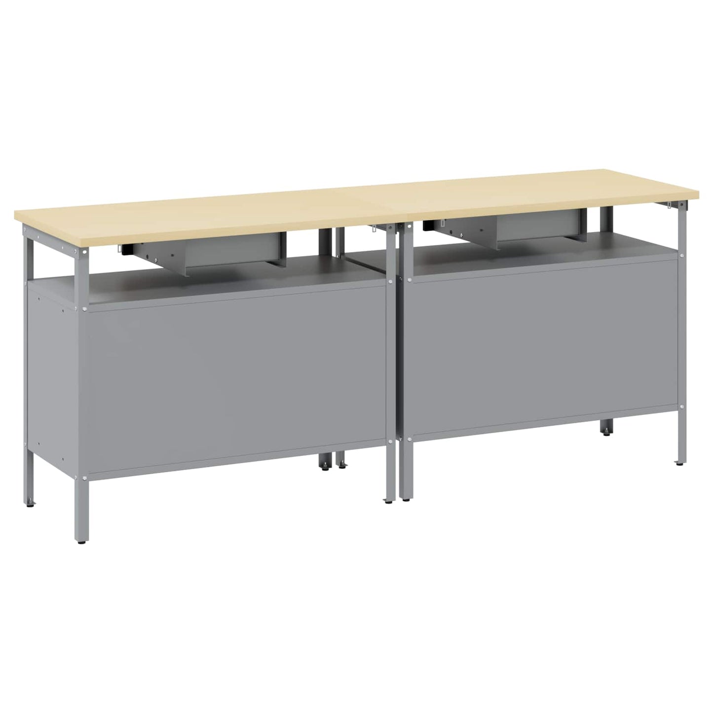 Arbeidsbenksett med skuff 2 pcs Svart og Grå 200 x 55 x 85 cm