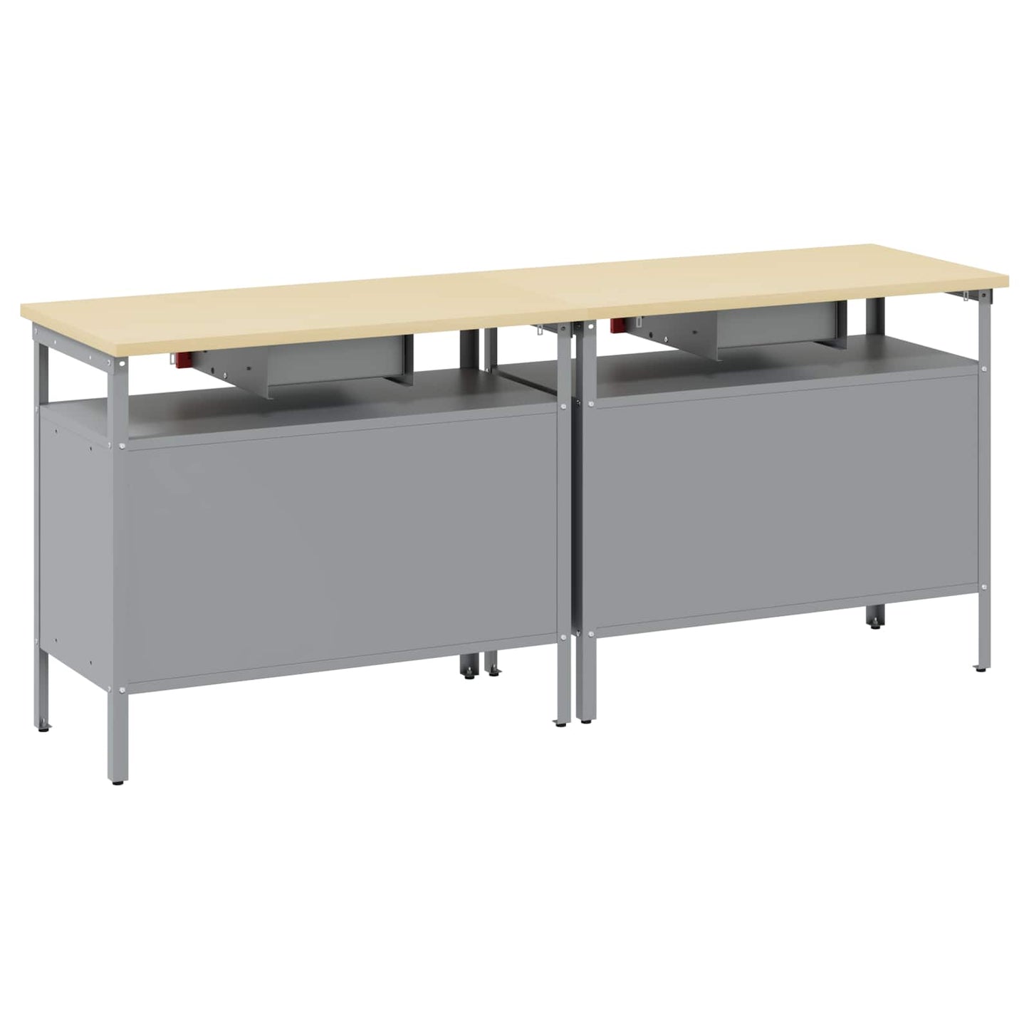 Arbeidsbenksett med skuff 2 pcs Rød og Grå 200 x 55 x 85 cm