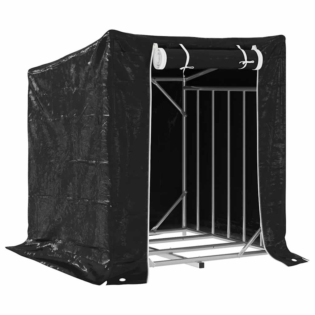 Vedstativ med regntrekk 101x61x110,5 cm galvanisert stål