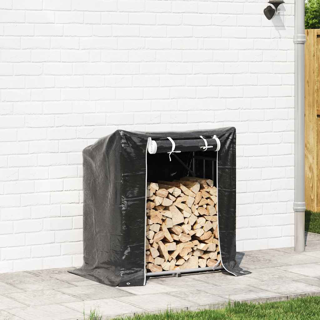 Vedstativ med regntrekk 101x61x110,5 cm galvanisert stål
